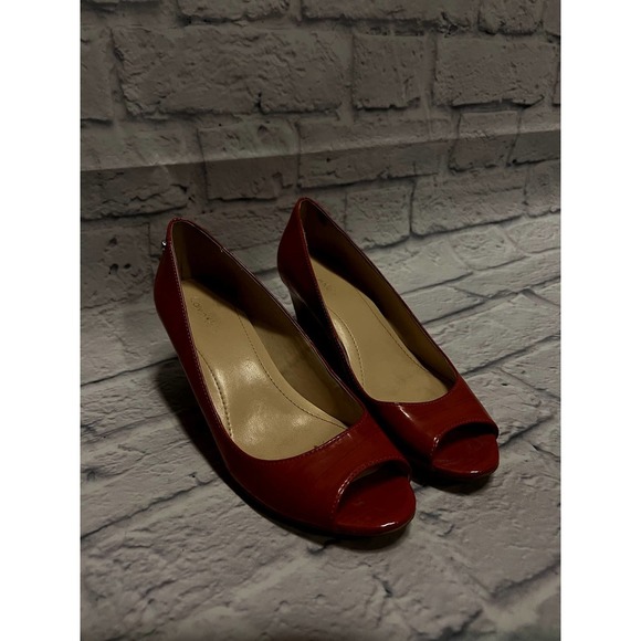 Coral Wedge Peep Toe Shoes- Calvin Klein - Picture 1 of 2